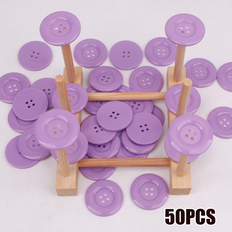 YAKA 50pcs 4 Holes Round Sewing Resin Buttons1.5inch/38mm in Bulk for Environmental Sewing Fasteners Scrapbooking DIY Sewing Tailor Crafts Coats Clothe Amethyst - Image 5